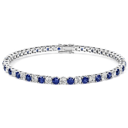 Blue Sapphire & Diamond Tennis Bracelet