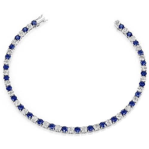 Blue Sapphire & Diamond Tennis Bracelet